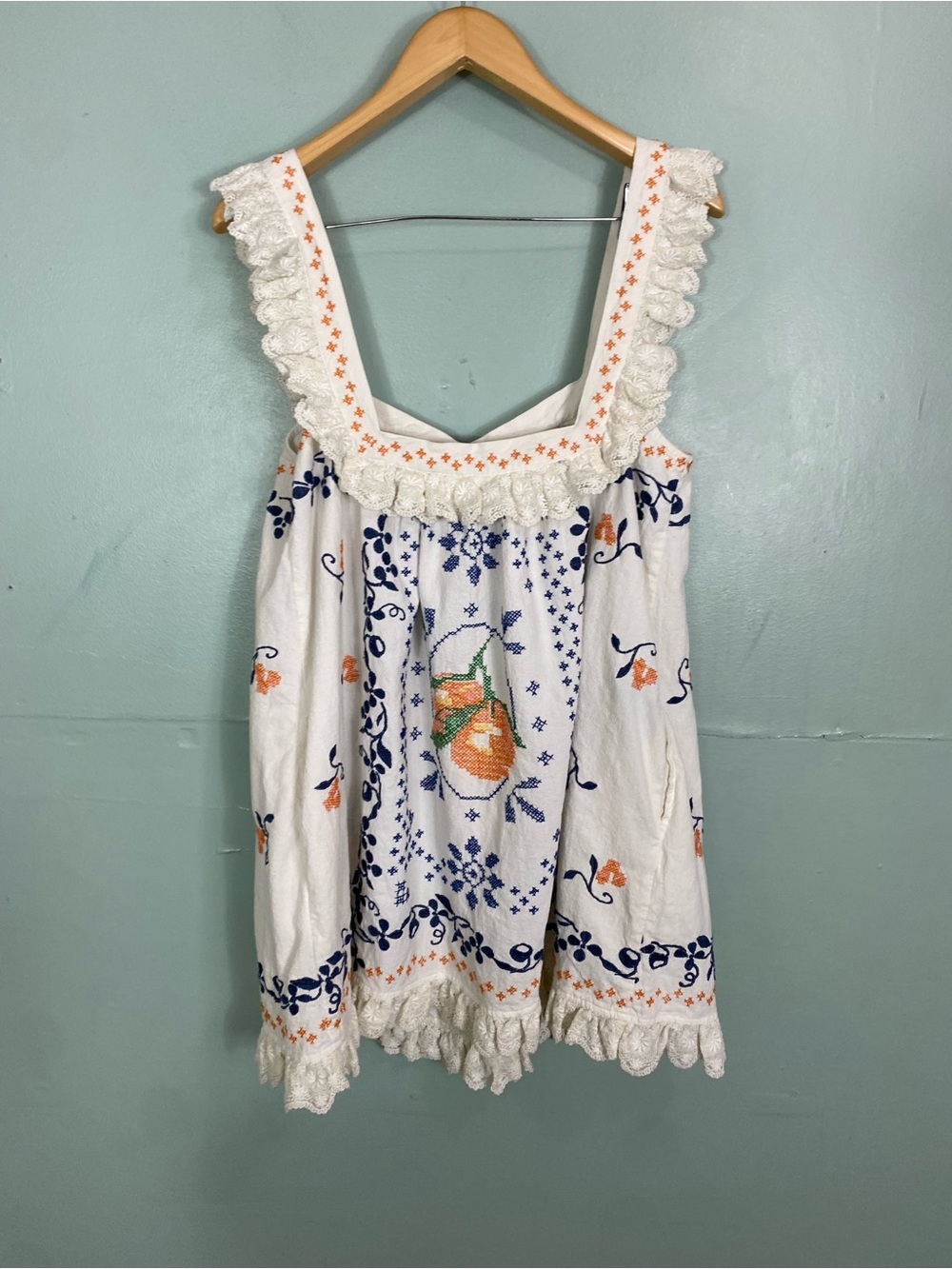 Free People Bali Main Squeeze Mini Dress Embroidered Large - Picture 8 of 12